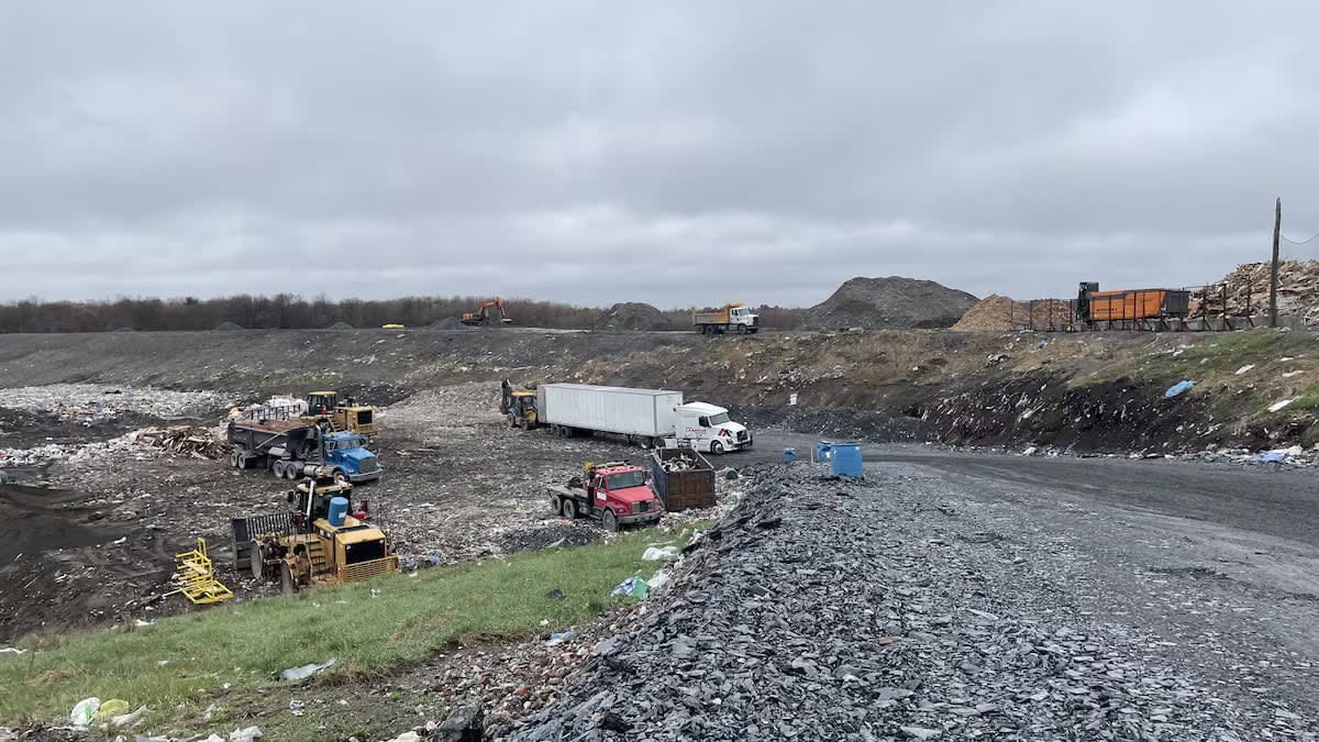 Reports from the Environment Ministry link the Sainte-Cécile-de-Milton technical landfill, in the Eastern Townships, to PFAS-contaminated groundwater in a residential neighbourhood.  (Thomas Deshaies/Radio-Canada - image credit)