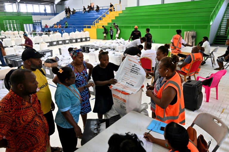The hand counting of votes is under way in Solomon Islands, where a Wednesday election has put the Pacific nation's relationship with China in focus (Saeed KHAN)