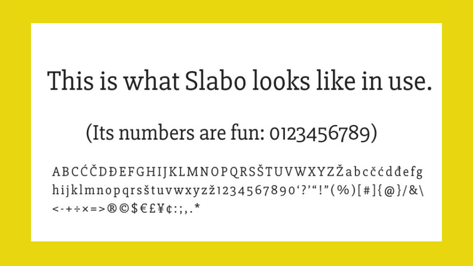 Best free fonts: Sample of Slabo