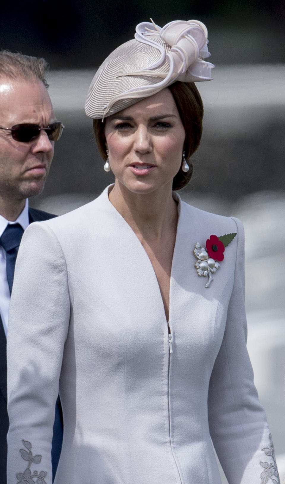 Catherine, Duchess of Cambridge attends the commemorations at the Tyne Cot Commonwealth War Graves Cemetery on July 31, 2017 in Ypres, Belgium.  The commemorations mark the centenary of Passchendaele - The Third Battle of Ypres.  (Photo by Mark Cuthbert/UK Press via Getty Images)