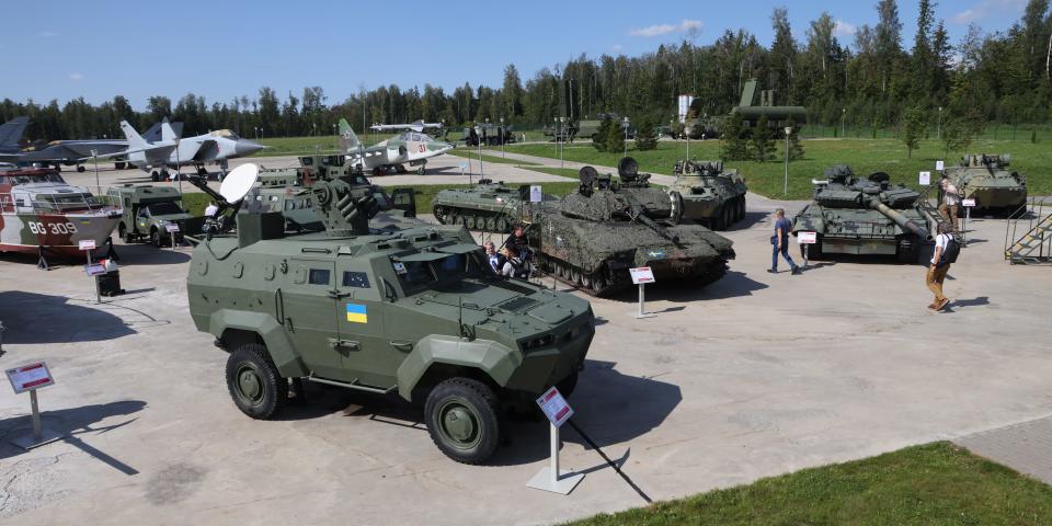 A general view of a propaganda exhibition of captured Ukrainian weapons, August 15, 2023 in Kubinka, Russia.
