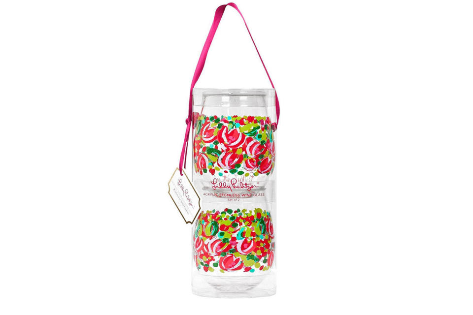 Lilly Pulitzer Stemless Acrylic Wine Glasses