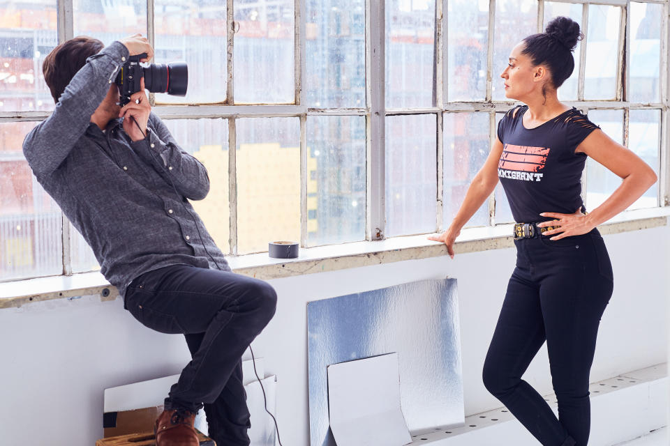 Actress Tracee Ellis Ross&nbsp;behind the scenes of the "I Am An Immigrant" photo shoot.&nbsp;