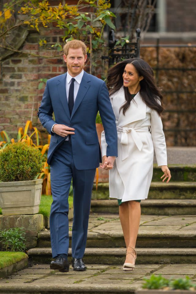 Prince Harry and Meghan Markle in the Sunken Garden at Kensington Palace 