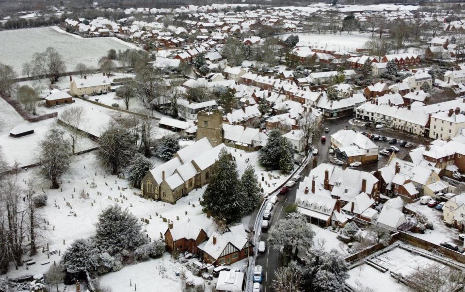 A view over the village of Lenham, Kent, following snowfall in the region (Gareth Fuller/PA Wire)