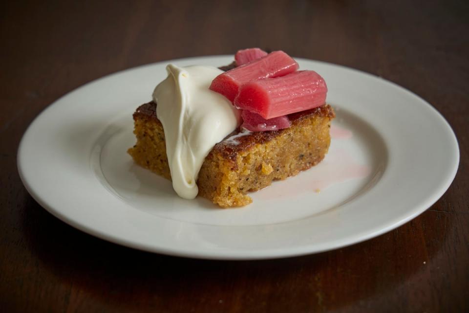 The brown butter cake with rhubarb (Matt Writtle)