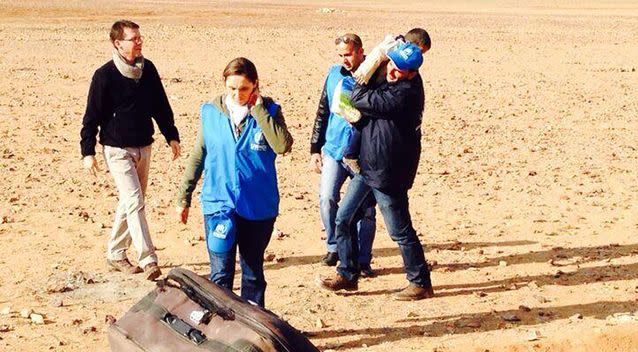 The four-year-old was reunited with his mother, who were fleeing the conflict in Syria. Photo: Twitter