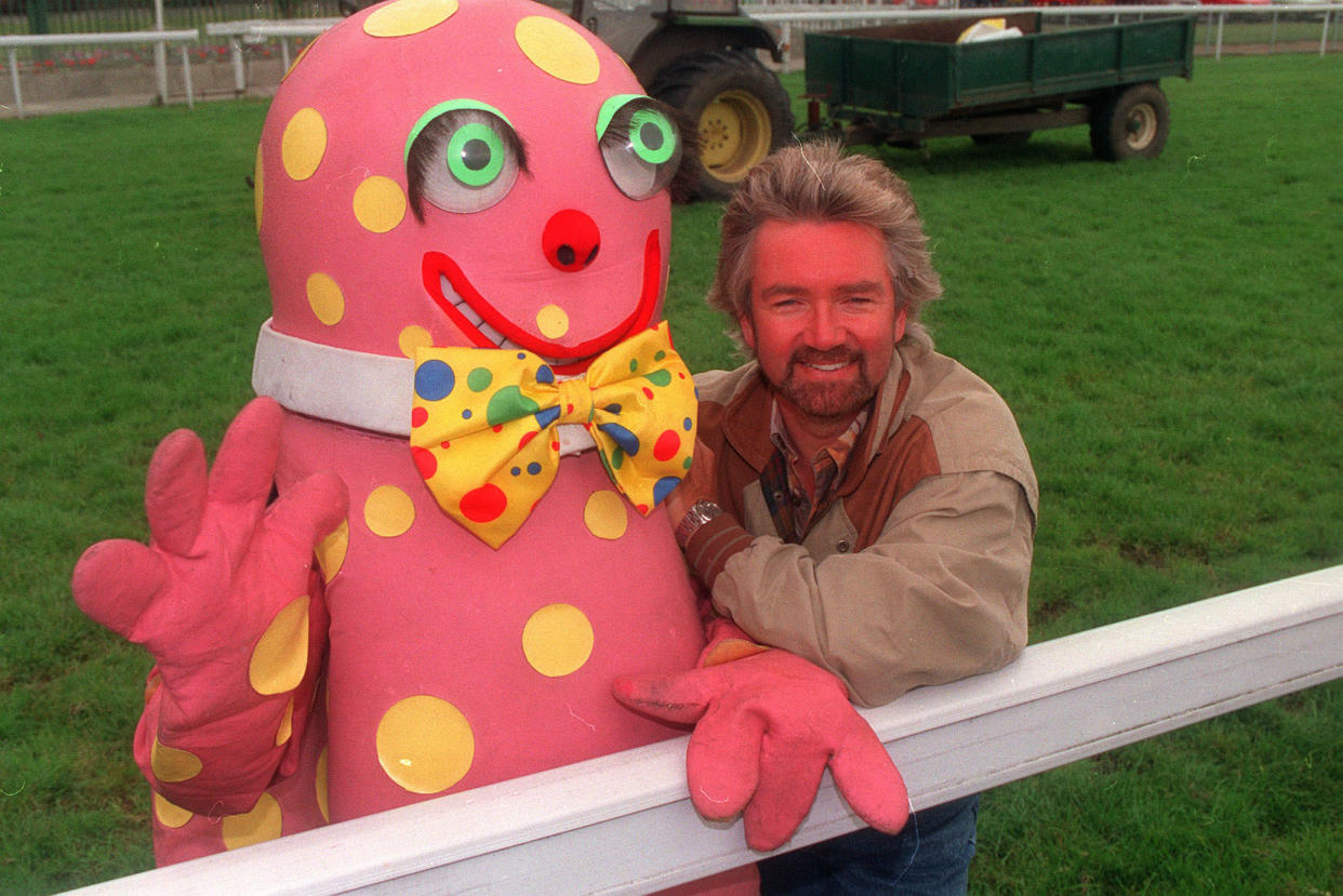 Mr Blobby left with Noel Edmonds tv presenter