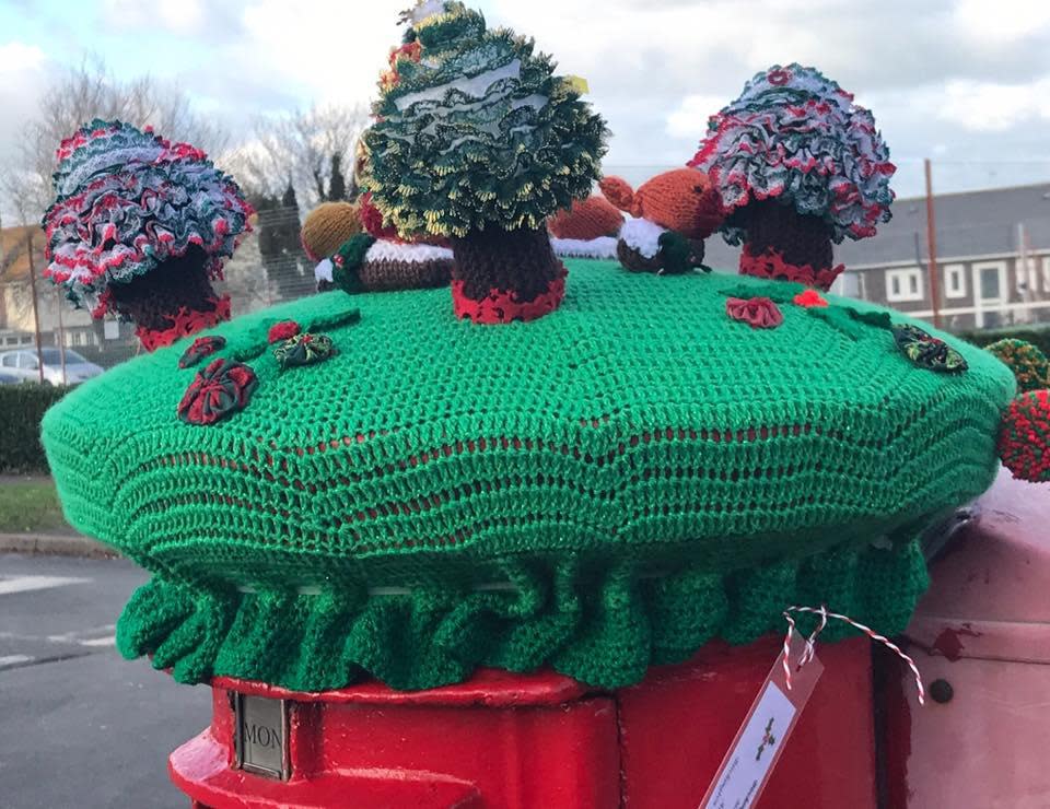 Christmas Trees and Robins were also knitted by the group (Helen Osborne)