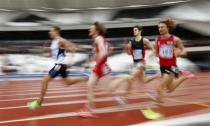 Competitors take part in the final of the men's 1500m during the BUCS Outdoor Athletics Championships at the Olympic Stadium in London May 7, 2012.