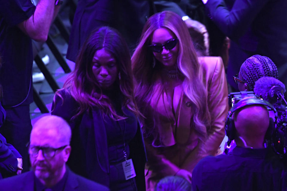 Beyoncé departs after The Celebration of Life for Kobe & Gianna Bryant at Staples Center on February 24, 2020 in Los Angeles, California.