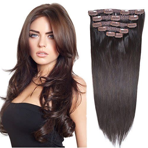 12) Clip-In Hair Extensions Double Weft