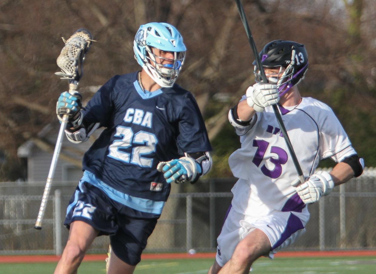Jack Moore (right) playing lacrosse for Rumson-Fair Haven High School in a 2015 photo.