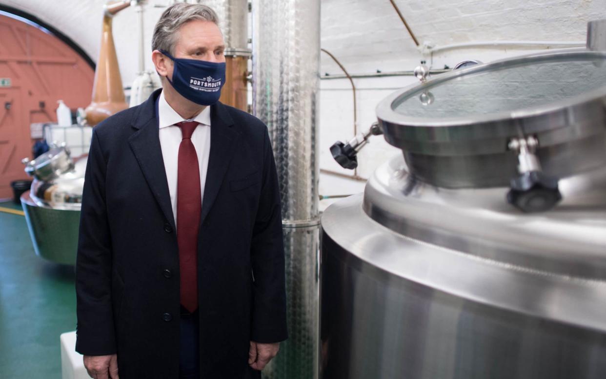 Sir Keir Starmer pictured during his visit to a gin distillery in Southsea on Thursday - Stefan Rousseau/PA Wire