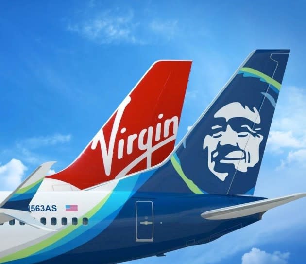 Virgin America and Alaska Airlines tails