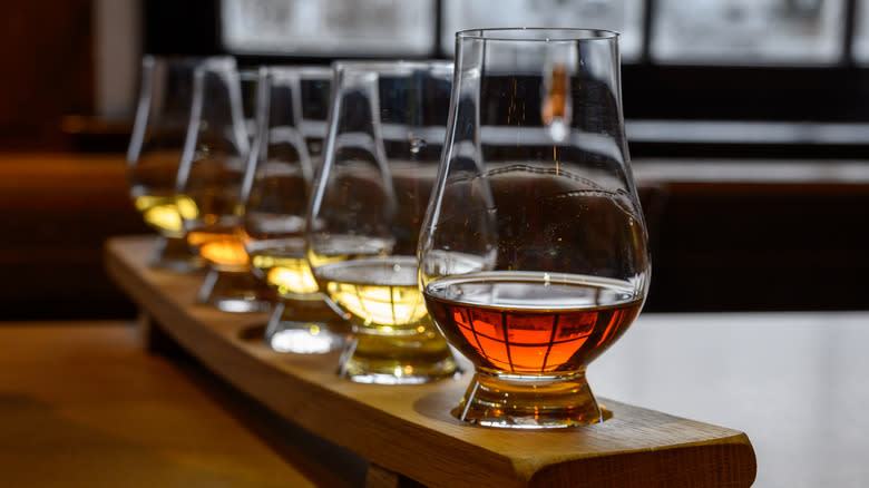 flight of whiskey samples
