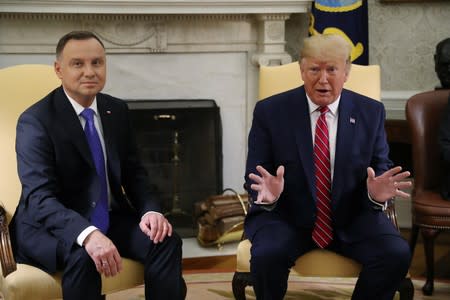 U.S. President Trump welcomes Poland's President Duda at the White House in Washington