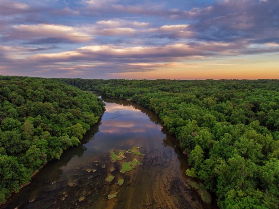 Aerial image of the Rappahannock river above Fredericksburg, VA