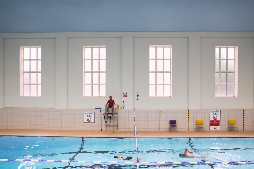 Swimmers at Ironmonger Row Baths and Better Leisure Centres.