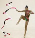 LONDON, ENGLAND - JANUARY 18: Daria Kondakova of Russia in action in the Individual All-Around Final during the FIG Rhythmic Gymnastics at North Greenwich Arena on January 18, 2012 in London, England. (Photo by Ian Walton/Getty Images)