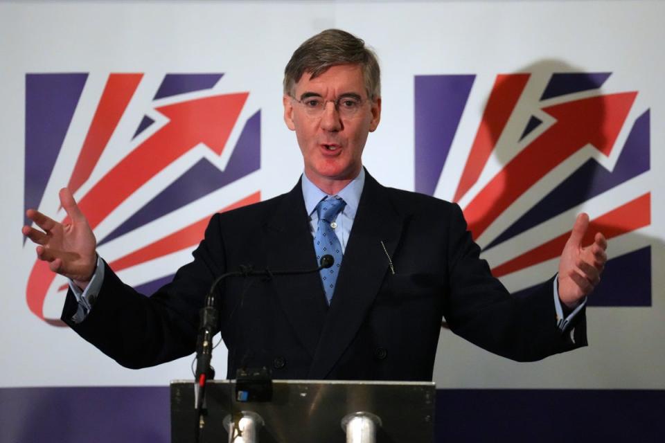 Jacob Rees-Mogg speaks at the 'Great British Growth Rally' at the Tory conference (Getty Images)