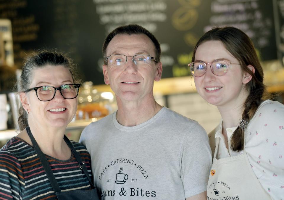 Owners Danielle and Eric Joslin with their daughter Haleigh Joslin, right, at Beans & Bites Cafe, 340 Prospect Ave. in North Fond du Lac.