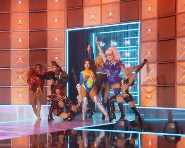 <p>Paramount +</p> The cast of 'RuPaul's Drag Race All Stars 9' performs 'Drag Queens Save the World'