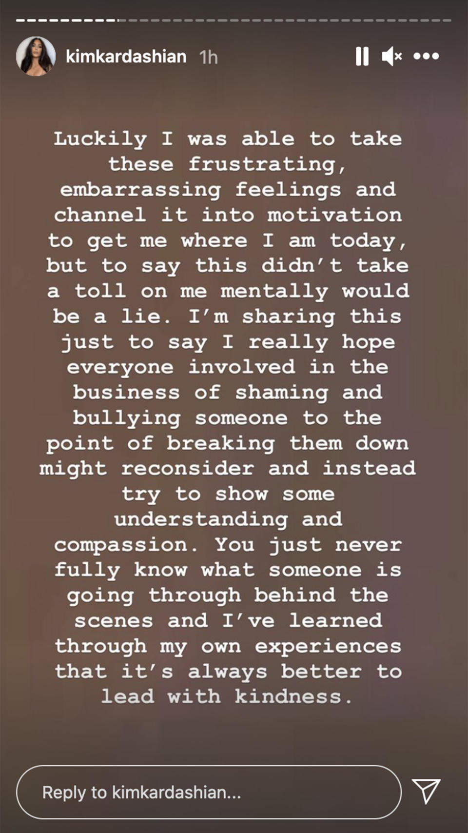 Part of Kardashian's comments on her Instagram Stories. (kimkardashian/Instagram)