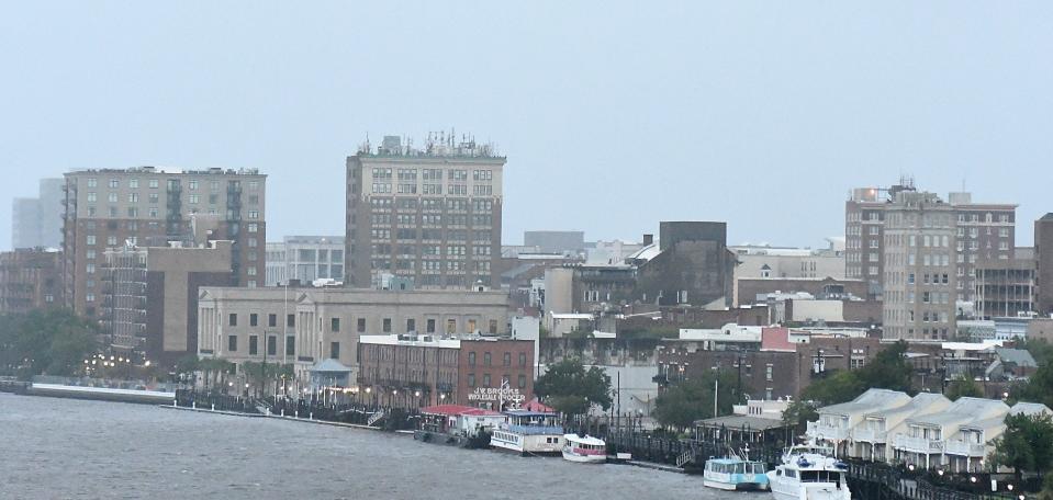 Downtown Wilmington on Thursday Aug. 31, 2023 as the remains of Tropical Storm Idalia begin to leave the area by mid-morning. KEN BLEVINS/STARNEWS