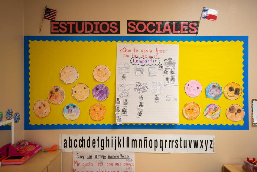 A classroom at Hemphill Elementary that teaches bilingual education in Kyle, Texas.