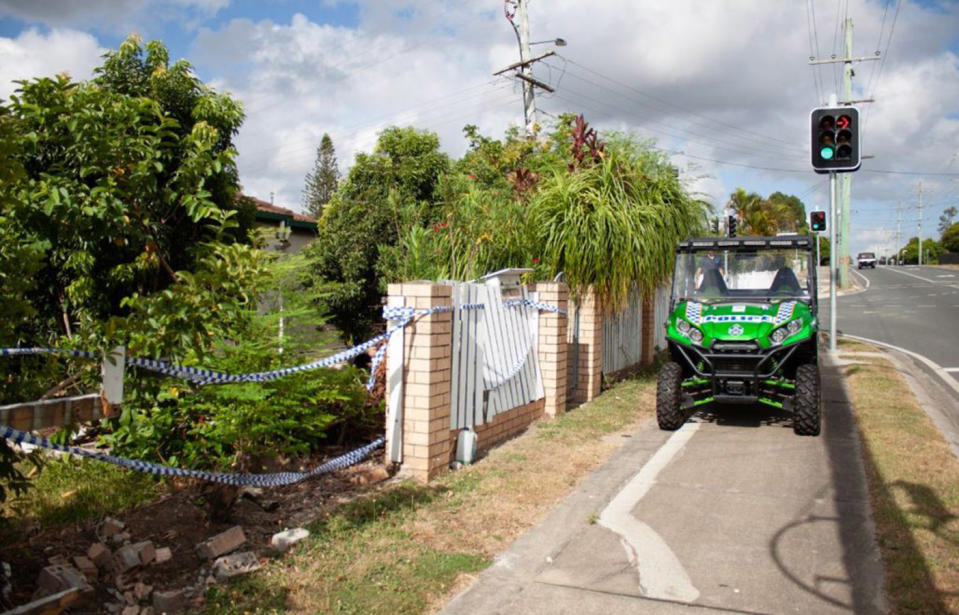 The fence was damaged in an accident last November. Source: Queensland Police Service