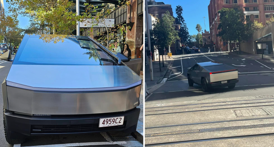 Tesla's Cybertruck pictured at North Sydney and in the city's CBD. 