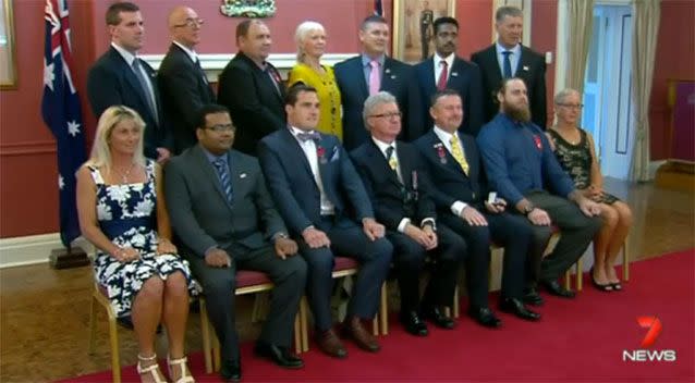 The brave: The group of Queenslanders honoured on Friday for their selfless acts. Photo: 7 News
