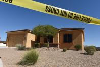 <p>The home of Stephen Paddock is seen in Mesquite, Nev., Oct. 3, 2017. Stephen Paddock killed dozens of people and wounded hundreds when he opened fire on a country music concert in Las Vegas, Nevada on Oct. 1, 2017. (Photo: Robyn Beck/AFP/Getty Images) </p>