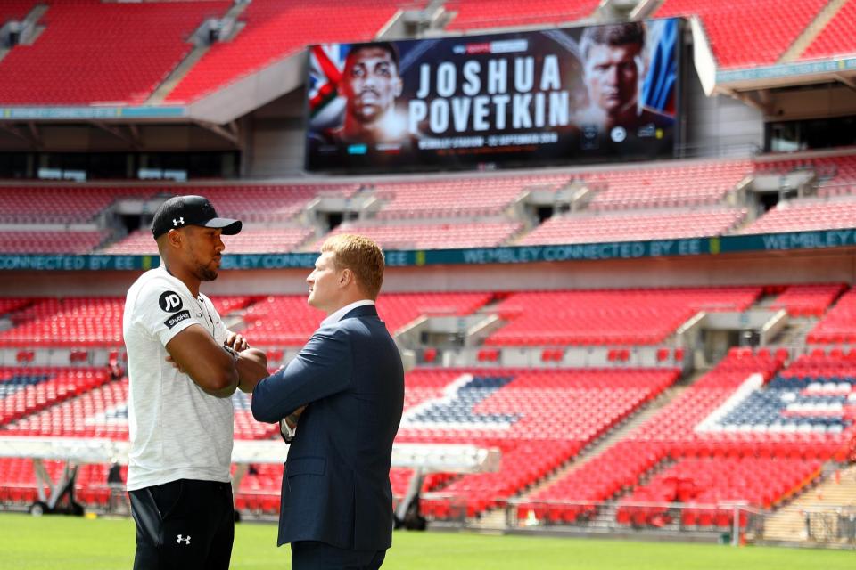 Joshua and Povetkin collide at Wembley: Getty Images