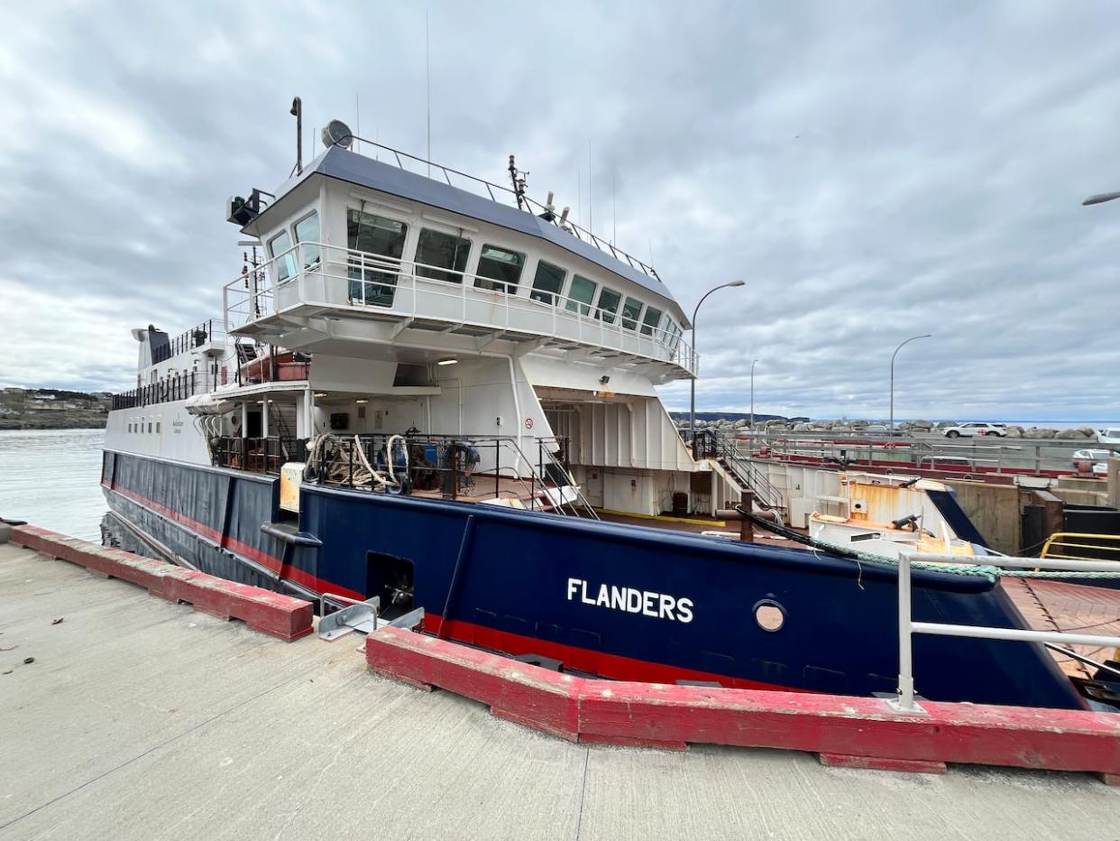 A fire broke out in the engine room of the MV Flanders, which takes passengers from Portugal Cove-St. Philip's to Bell Island many times of day, early Thursday afternoon. (Terry Roberts/CBC - image credit)