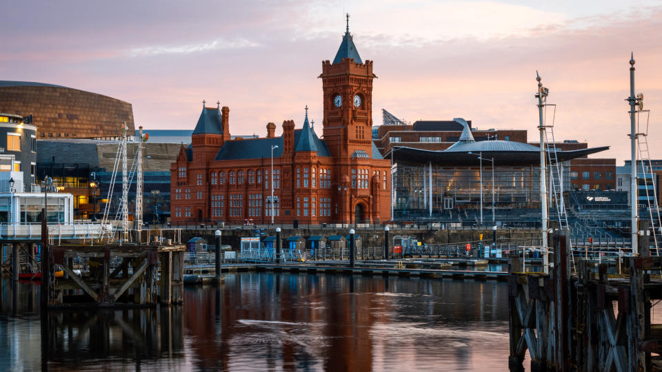 Waterfront view of the city of Cardiff