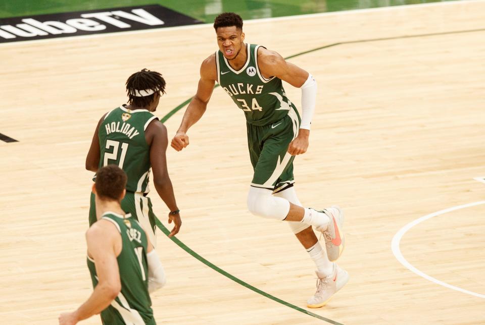 Giannis Antetokounmpo is the second player in NBA Finals history with back-to-back 40-10 games.