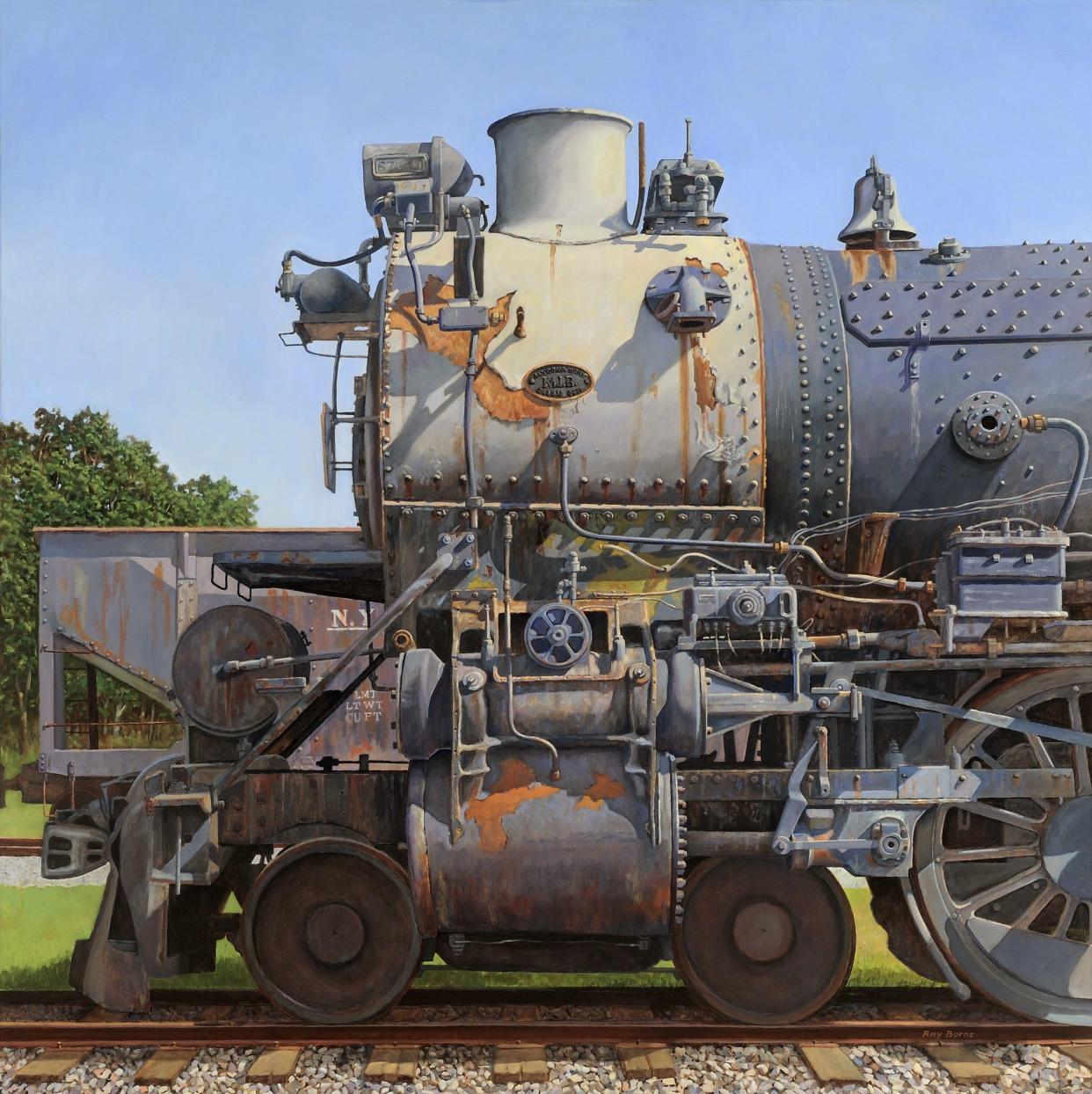 "Pennsylvania Railroad Engine" by Raymond Burns will be on display at Staunton Augusta Art Center's "Rails, Rust and Rivets" exhibit.