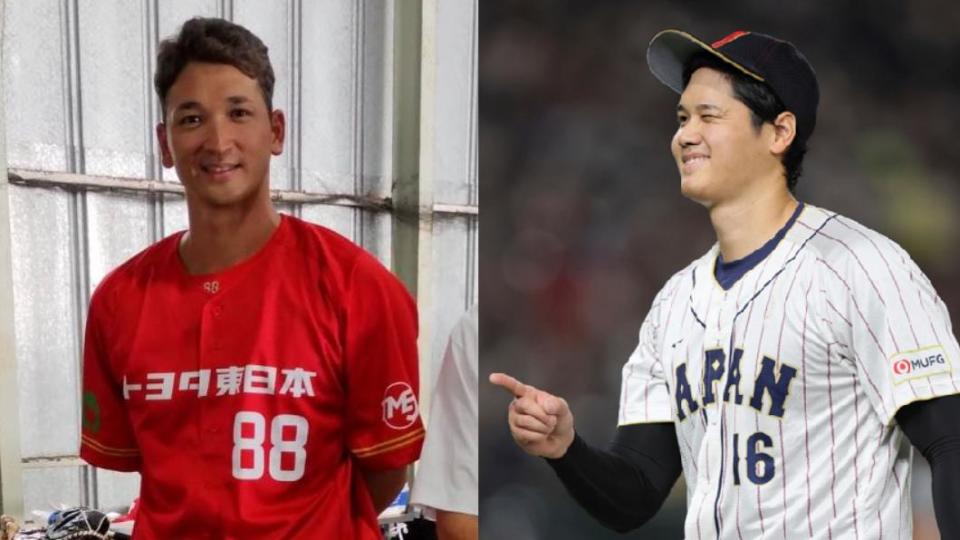 大谷翔平的哥哥大谷龍太（左）如今是業餘棒球隊教練。（圖／翻攝自保科有里推特、達志影像美聯社）
