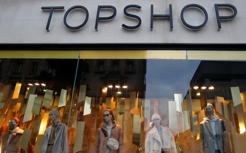 Manequins are seen in the window of a Topshop store in Liverpool, Britain