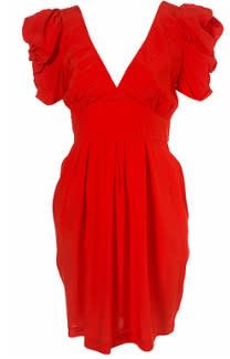 Red v-neck dress from Topshop, $70.