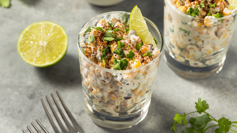 Esquites in a glass
