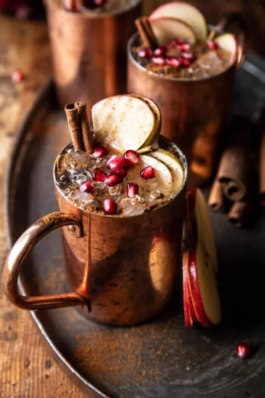 <p>Half Baked Harvest</p><p>Spicy sweet boozy bliss. </p><p><strong>Get the recipe: <a href="https://www.halfbakedharvest.com/ginger-apple-moscow-mule/" rel="nofollow noopener" target="_blank" data-ylk="slk:Ginger Apple Moscow Mule;elm:context_link;itc:0;sec:content-canvas" class="link rapid-noclick-resp">Ginger Apple Moscow Mule</a></strong></p>