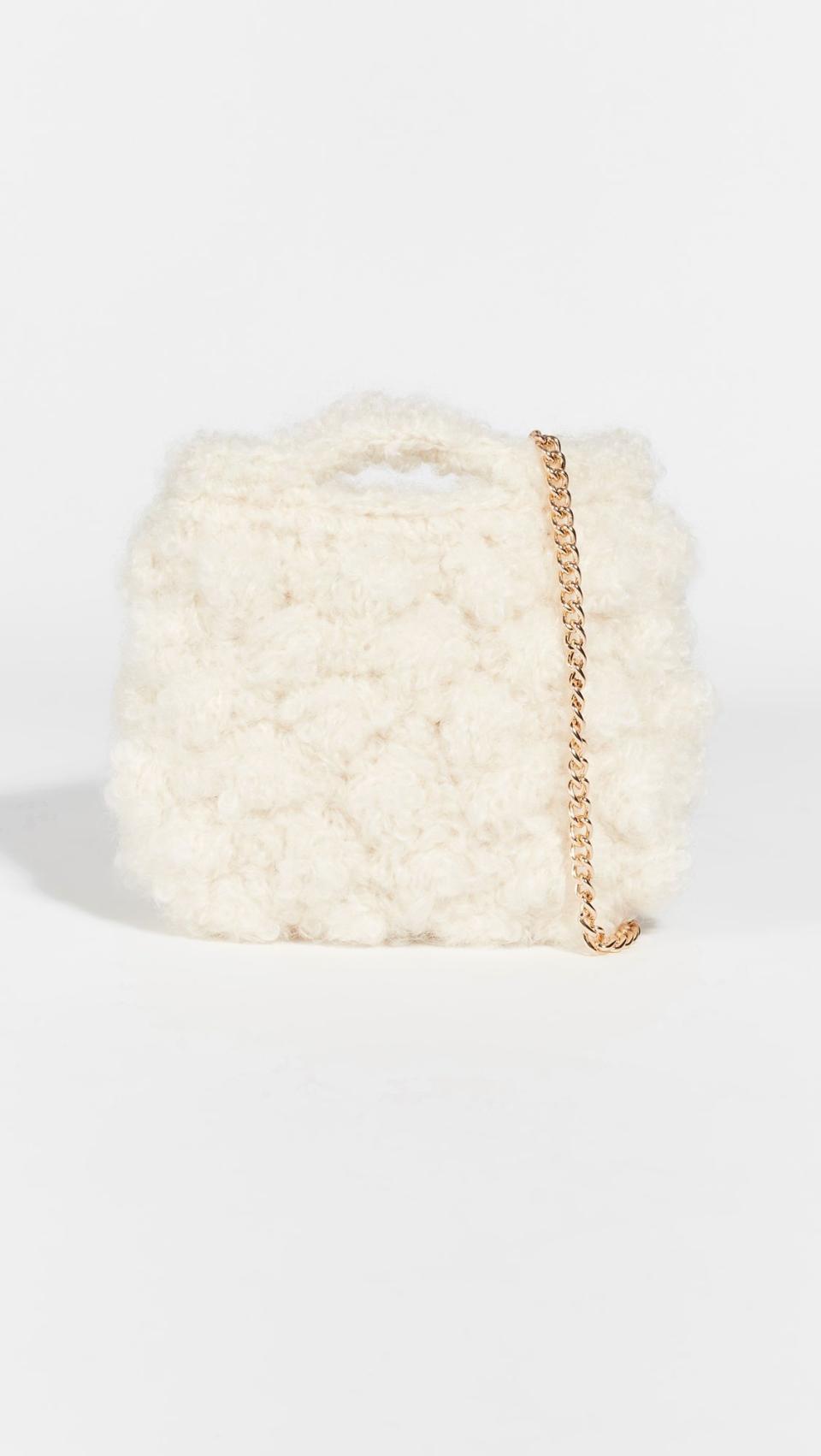 17) White Mohair Crossbody Bag