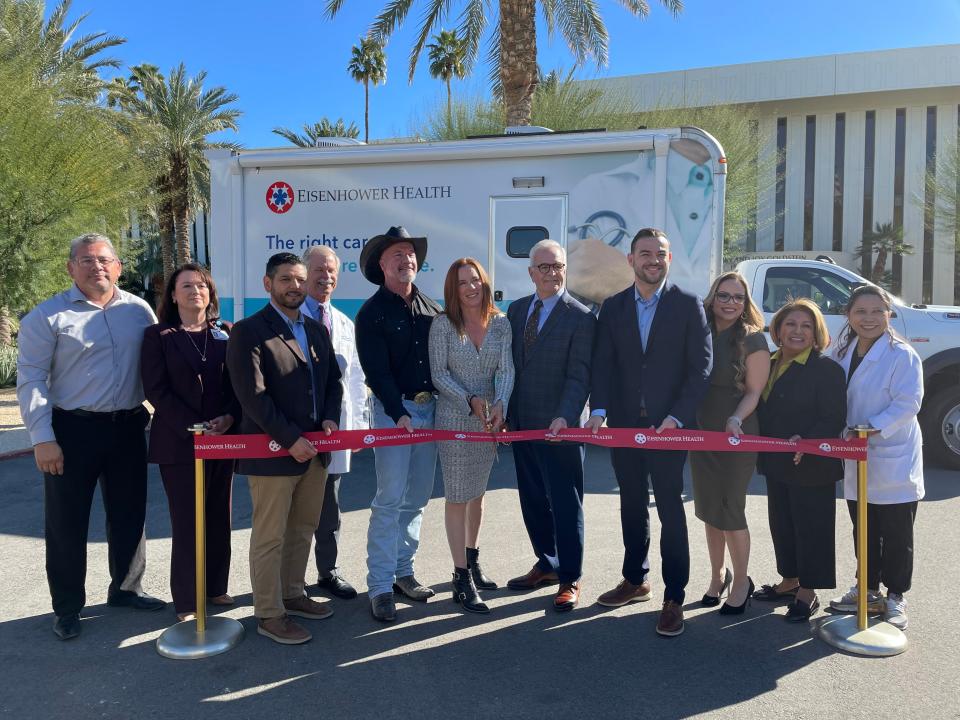 Eisenhower Health and elected officials and benefactors joined the ribbon cutting ceremony for the hospital's first medical mobile van on Feb. 12, 2024.