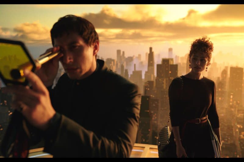 Adam Driver and Nathalie Emmanuel star in "Megalopolis." Photo courtesy of American Zoetrope