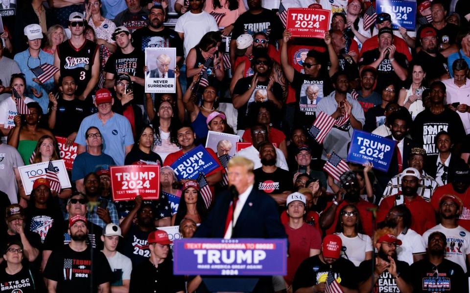 Trump and a large crowd