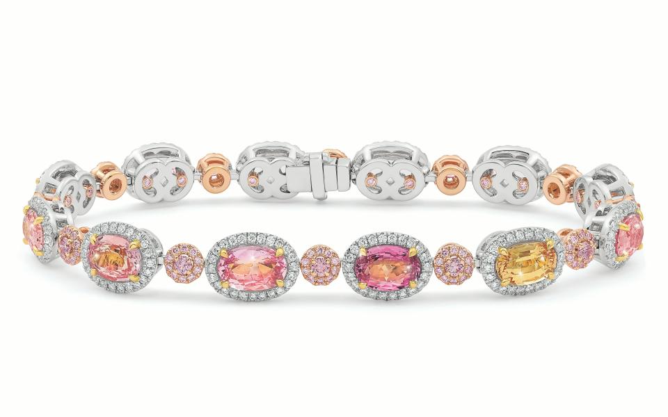 Calleija white gold, Padparadscha sapphire and diamond bracelet