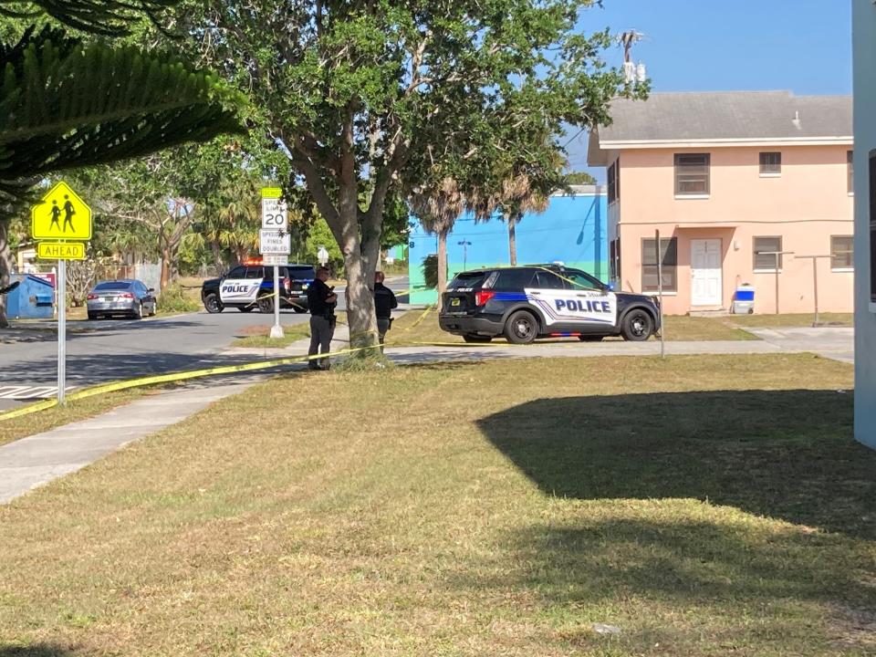 Stuart Police investigate at an address in the 800 block of Southeast Spruce Avenue in East Stuart regarding a report made at 11:44 a.m. Monday, April 1, 2024, of a person who had been shot.